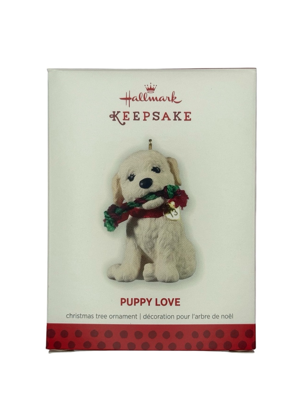 2013 Hallmark Keepsake Ornament Puppy Love Golden Doodle Dog Bow